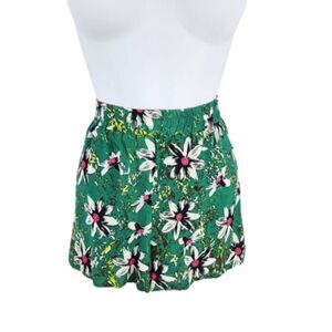 green floral lace-trim shorts / lightweight lined pull-on bottoms – women’s S